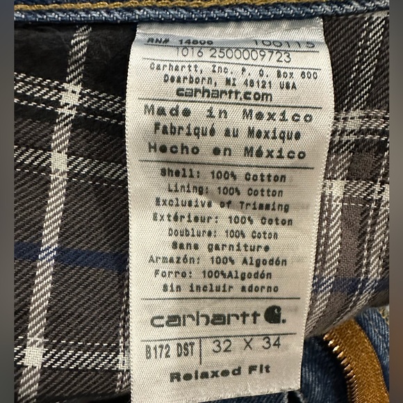 CARHARTT Lined Jeans Size 32x34 - Picture 3 of 6